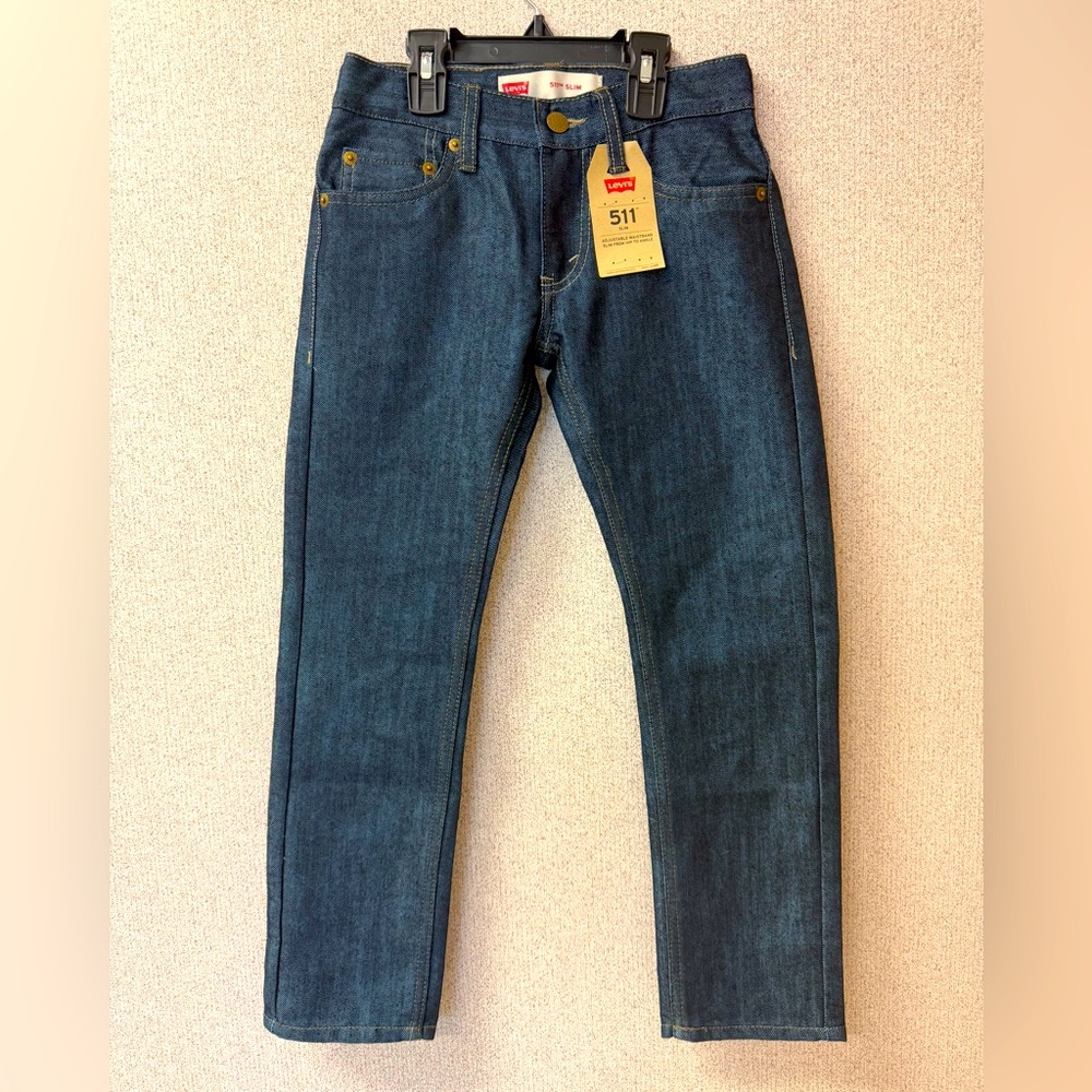Levi's 511 Slim Fit Stretch Denim Jeans Boy's 8 Reg 24x22 Adjustable Waist NWT